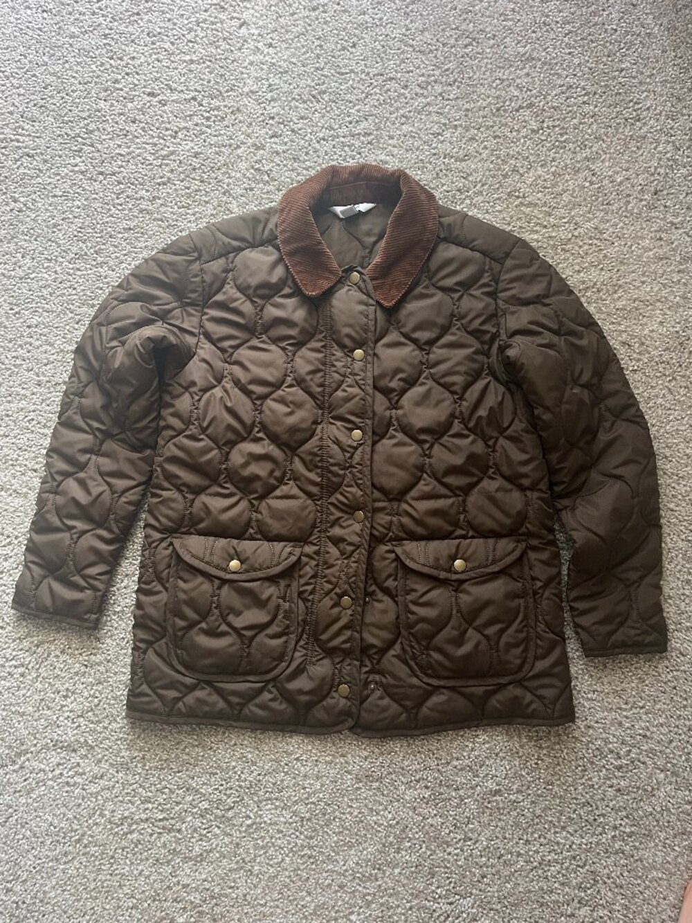 Green and Brown Old Navy Quilted Barn Jacket XS